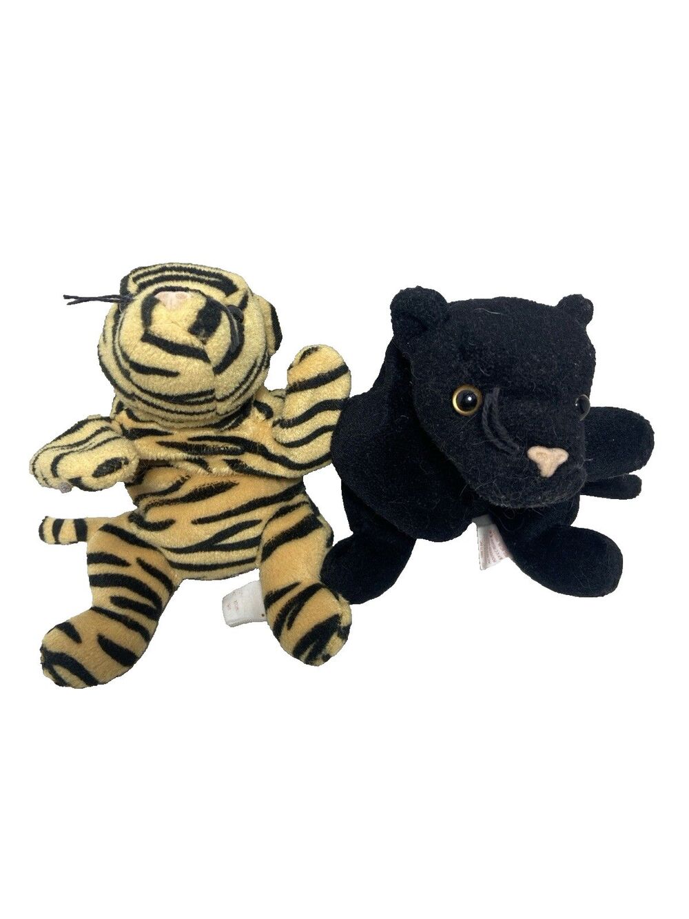2 Wild Cat Tiger lot ~ BLIZZARD & VELVET Ty Beanie Babies 8 In No Paper Tags